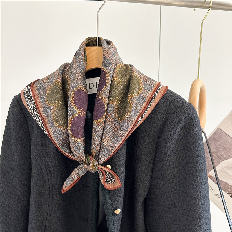Light Luxury 2024 All-Match Silk Wool Square Double-Sided Special Color Handmade Curled Fashionable Shawl Silk Wool Scarf