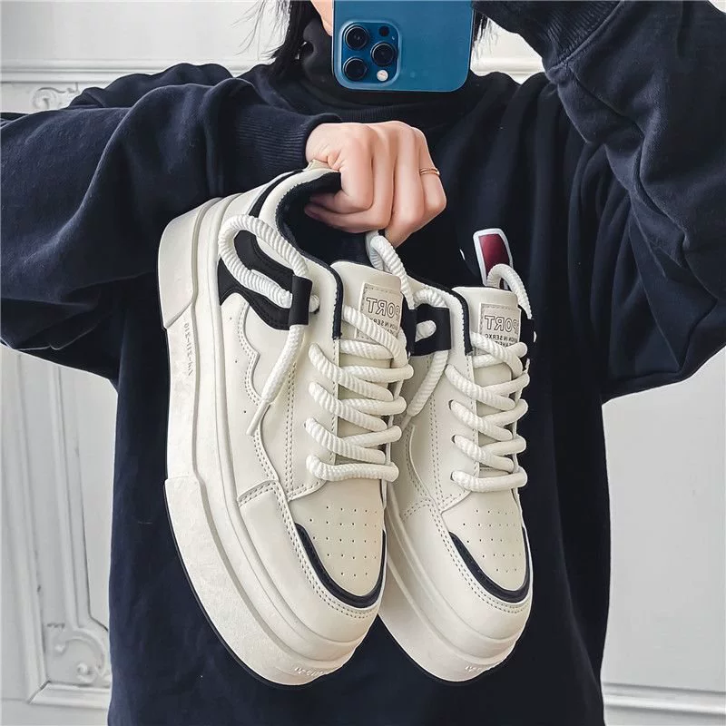 Мужские кроссовки весна-лето 2025, новые, белые, на толстой подошве, модные, универсальные, повседневные, спортивные