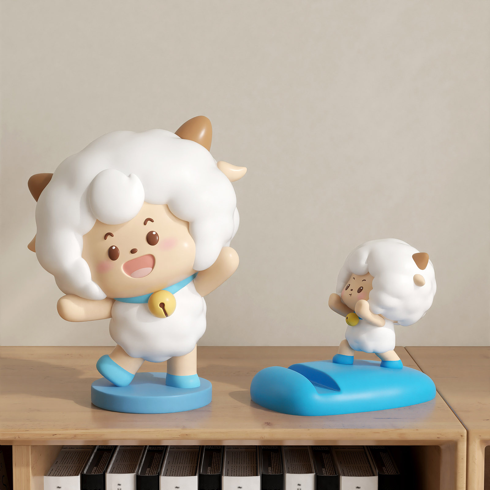 Creative and Cute Pleasant Goat Mobile Phone Holder Office Desk High-End Light Luxury Ornaments Genuine Pleasant Goat and Gray Wolf