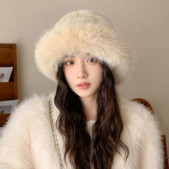 冬天帽子女款高级感毛绒渔夫帽时尚百搭防寒护耳毛绒帽显脸小盆帽
