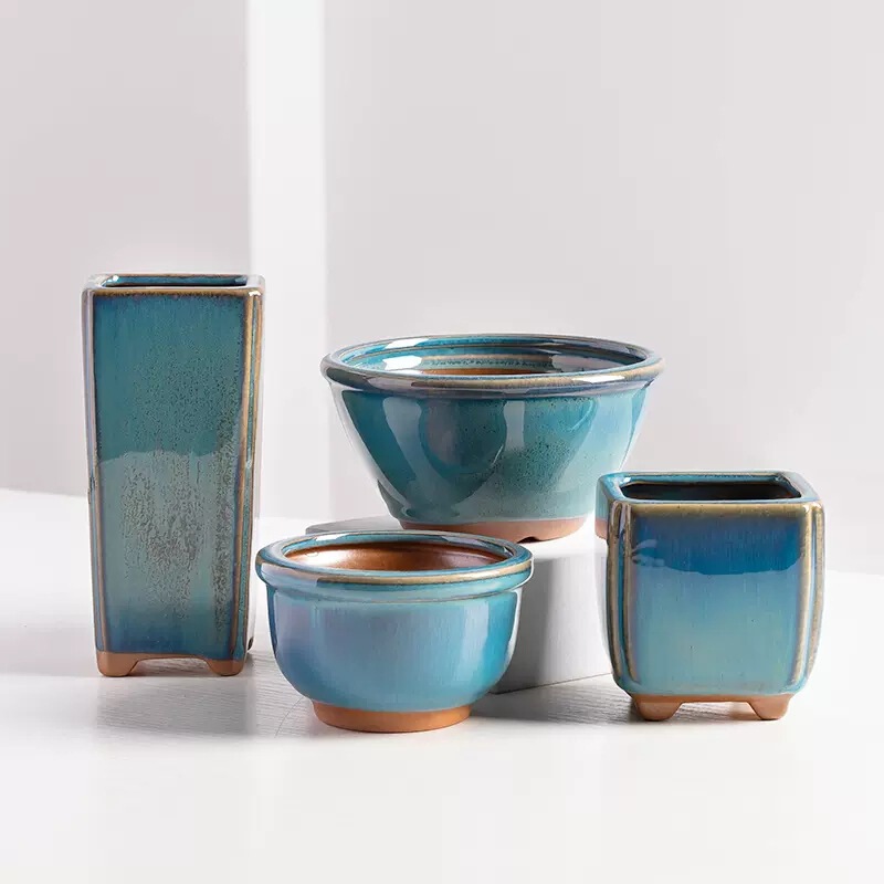 Simple New Style Kiln Change Fleshy Flower Pot Stoneware Creative Personality Group Born Old Pile Meat Plant High Tube Internet Celebrity Platter