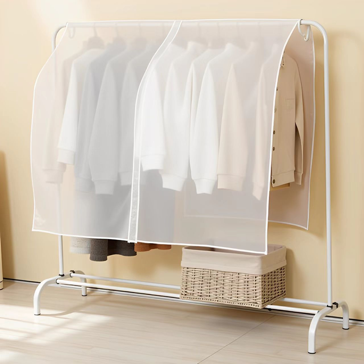 Floor-Standing Clothes Rack Dust Cover for Home Use, Transparent Clothing Dust Bag, Wardrobe Hanging Coat Dust Cover, Thickened and Moisture-Proof