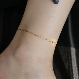 Anklet for Women 2024 New Trendy 18K Gold Internet Celebrity Style Anklet Titanium Steel Rose Gold Fairy Ins Simple Non-Fading Fine