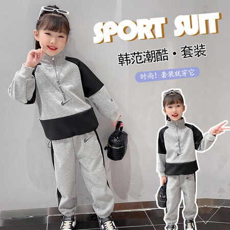 童装女童套装春秋新款儿童运动卫衣休闲长裤两件套韩版一件代发潮