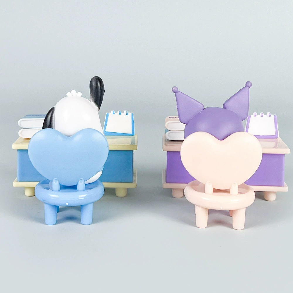 Постоянный настольный календарь (Sanrio) Фигурки персонажей Kuromi & Pochacco, дизайн лука, 10×8×5 см