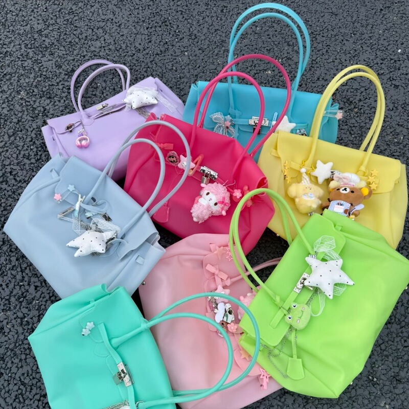 Jellyfirkin Summer New Kiiikiii Jelly Bag Medium Shoulder Bag Large Capacity Tote Bag Jellyfirkin Summer New Kiiikiii Jelly Bag Medium Shoulder Bag Large Capacity Tote Bag