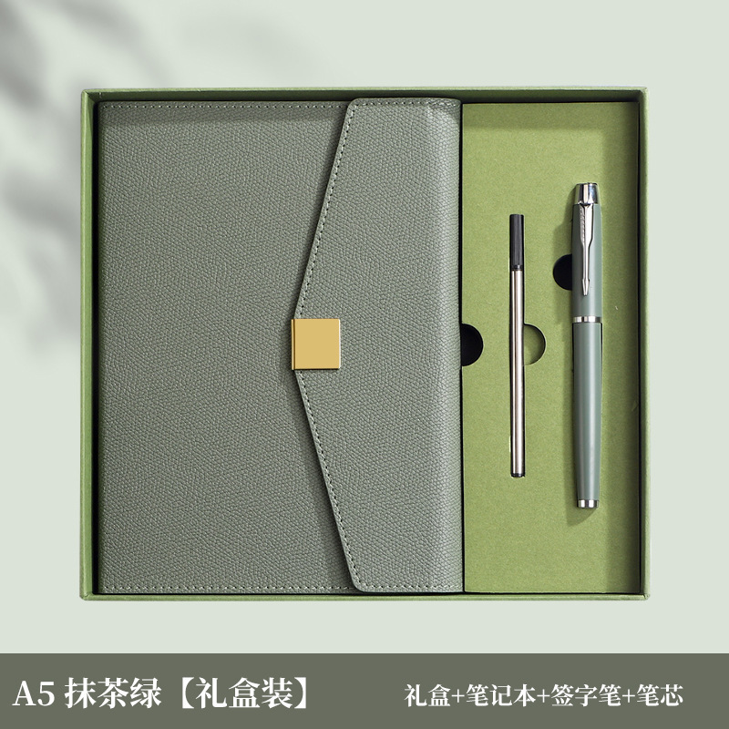 Cuaderno de notas de negocios tri-plegable A5 caja de botón cuadrada puede fijar LOGO alto valor de la cara acompañante de regalo de mano cuaderno de notas de oficina