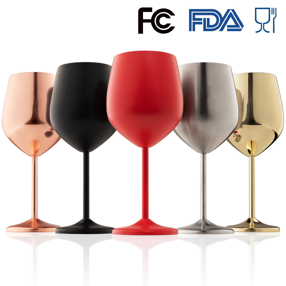 Copa de acero inoxidable de una sola capa de estilo europeo 500ml 18oz copa de champán de metal a prueba de caídas copa de vino tinto galvanizado en stock