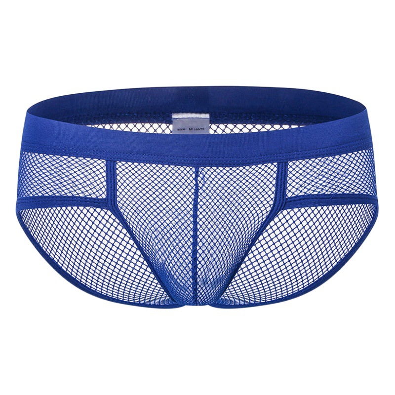 Ropa interior de hombre calzoncillos de hombre malla transpirable cintura baja pantalones cortos totalmente transparentes sexy pantalones cortos de malla de color sólido cabeza sexy