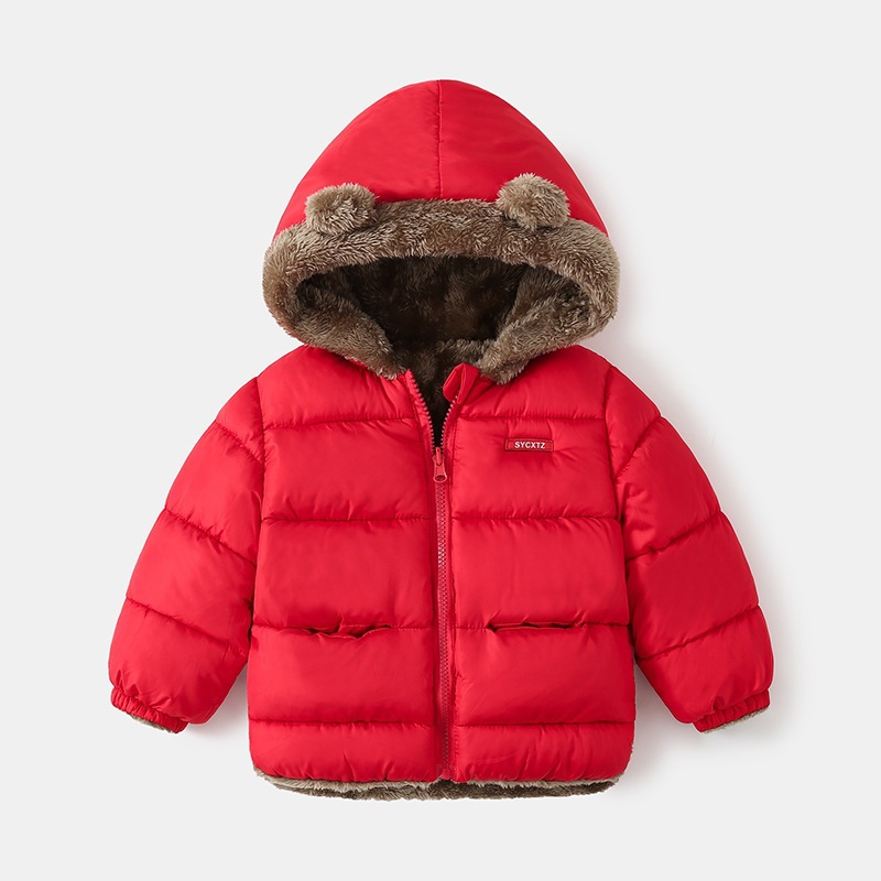 Ropa acolchada de algodón para niños engrosada de moda de invierno ropa acolchada de algodón para niños con capucha casual ropa acolchada de algodón para niños monocromo cálido cuello redondo ropa acolchada de algodón