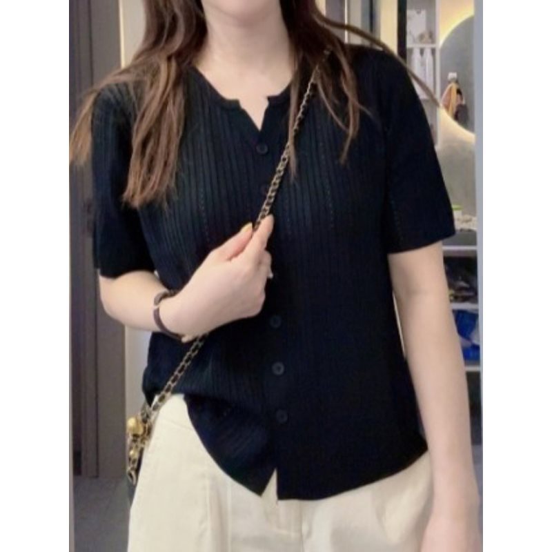 Light and thin breathable silk knitted summer fashionable sweater