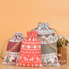 Bulk Christmas Cotton Fabric Bundle Cosmetic Stationery Toy Storage Bag Jade Jewelry Ring Necklace Rope Packaging Bag