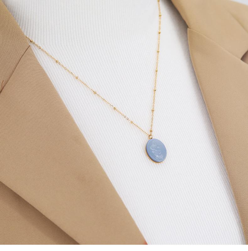 9g Weight Shell Inlay Material Necklace Classification 1 Piece Quantity Wedding Occasion Titanium Steel Material Geometric Pattern Women'S Gender Retro Style Retro Geometric Titanium Steel Shell Necklace 1 Piece 11