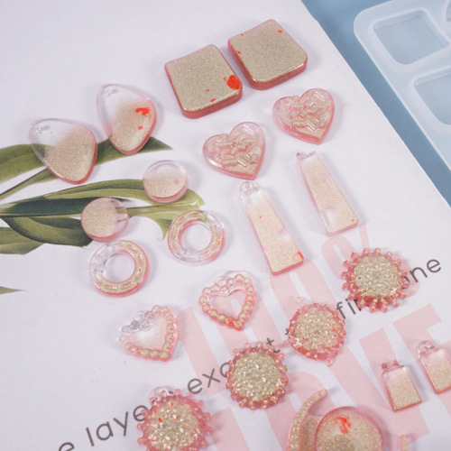 38 types of Epoxy Earring Molds Crystal Stone Ancient Style Hollow Pendant Earrings Earrings Resin Jewelry Silicone Molds