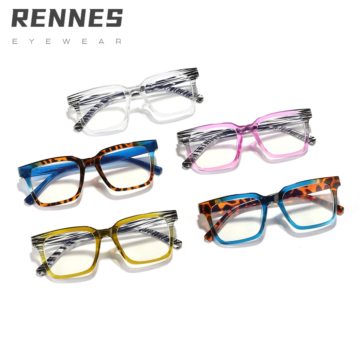 Nuevo estilo transfronterizo coreano rectángulo de contraste de color a prueba de luz azul espejo plano para estudiantes masculinos y femeninos gafas de montura de miopía Glasses