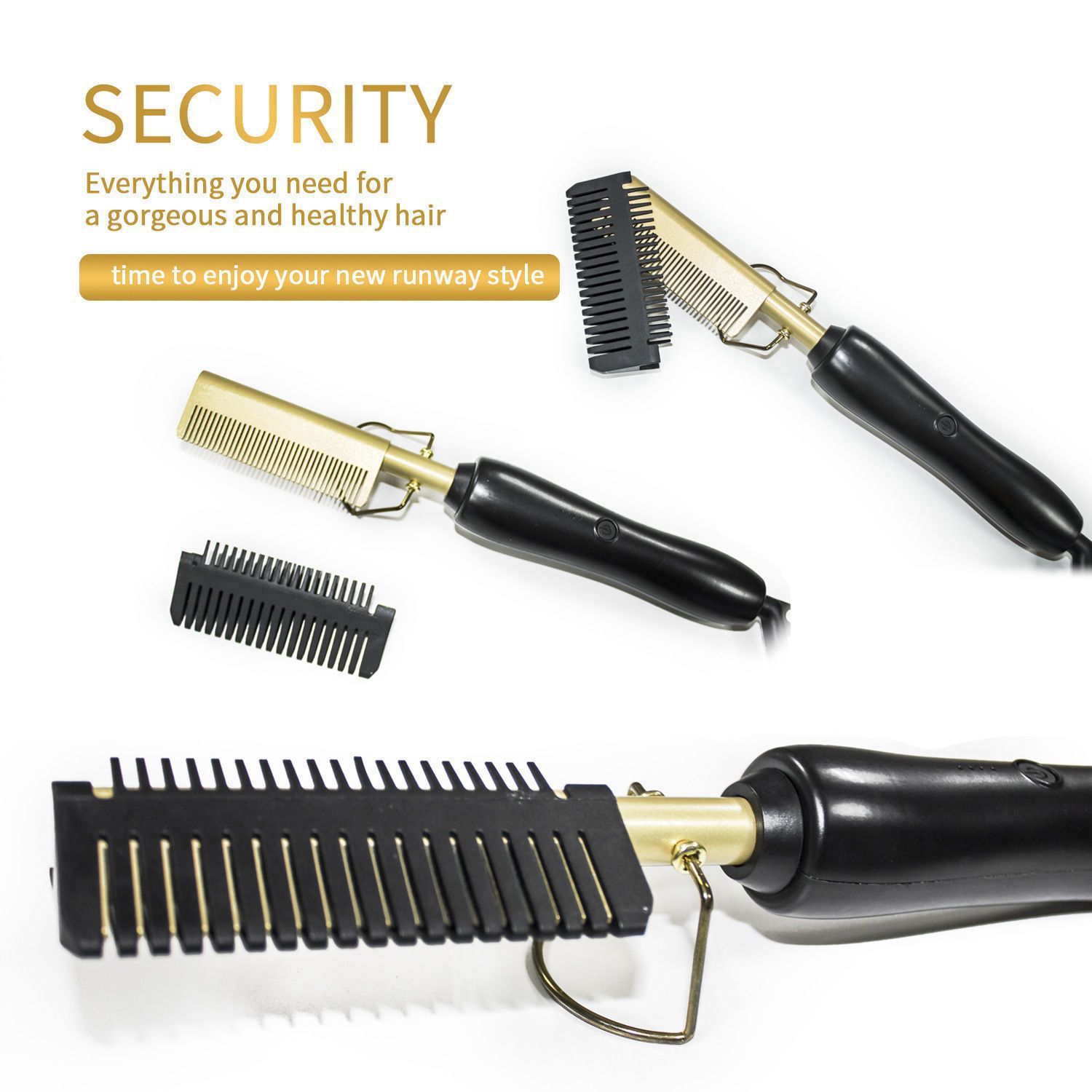 New Model Cross-Border Dual-Use Electric Copper Comb for Straightening and Curling Hair, Home-Use Hair Straightener and Curling Iron