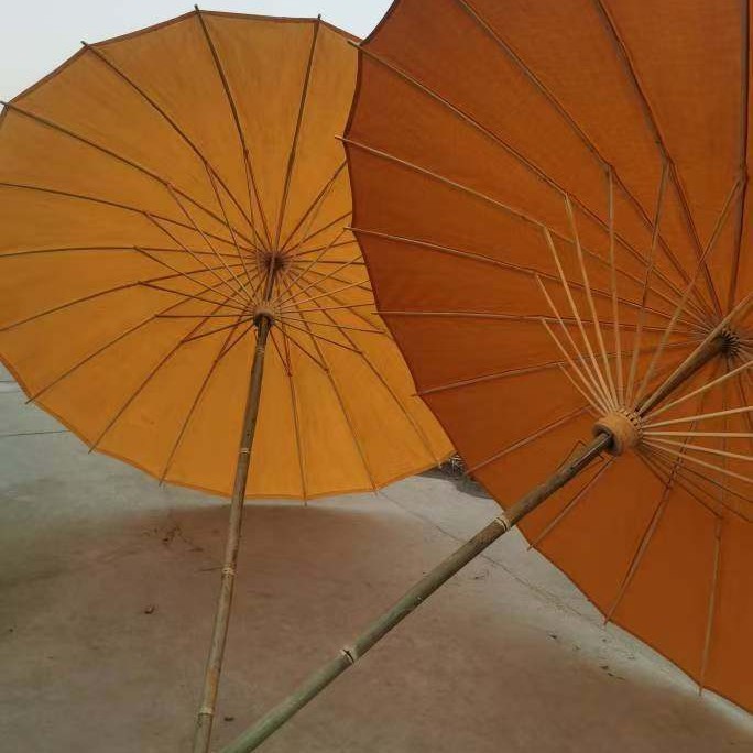 All-Bamboo Garden Patio Table, Chinese-Style Sunshade Umbrella, Rainproof Ancient Song-Style Umbrella, Central Pole Umbrella, Waterproof