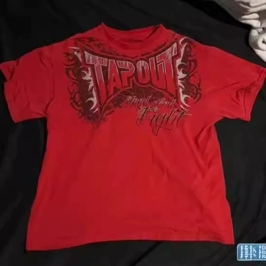 StreetWear Tapout T-shirt Y2K мужская хип-хоп надписи графика крупная футболка Харадзюку