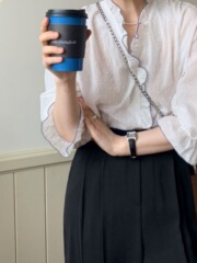 淑女白色荷叶边衬衫长袖衬衣女2025年夏季新款设计感气质百搭上衣