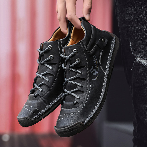 Men's trendy Martin boots, large size, fashionable high-top shoes, men's casual shoes, men's leather boots
