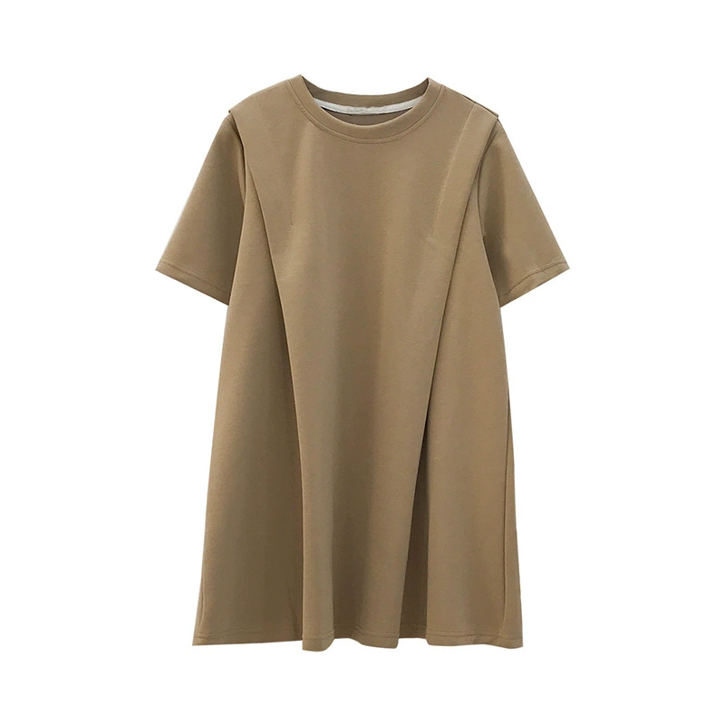 Maternity Summer Ragshou Shirt Summer Korean Style Loose Slim Large Size Short Sleeve Round Collar Trendy Mom Summer Shirt Top