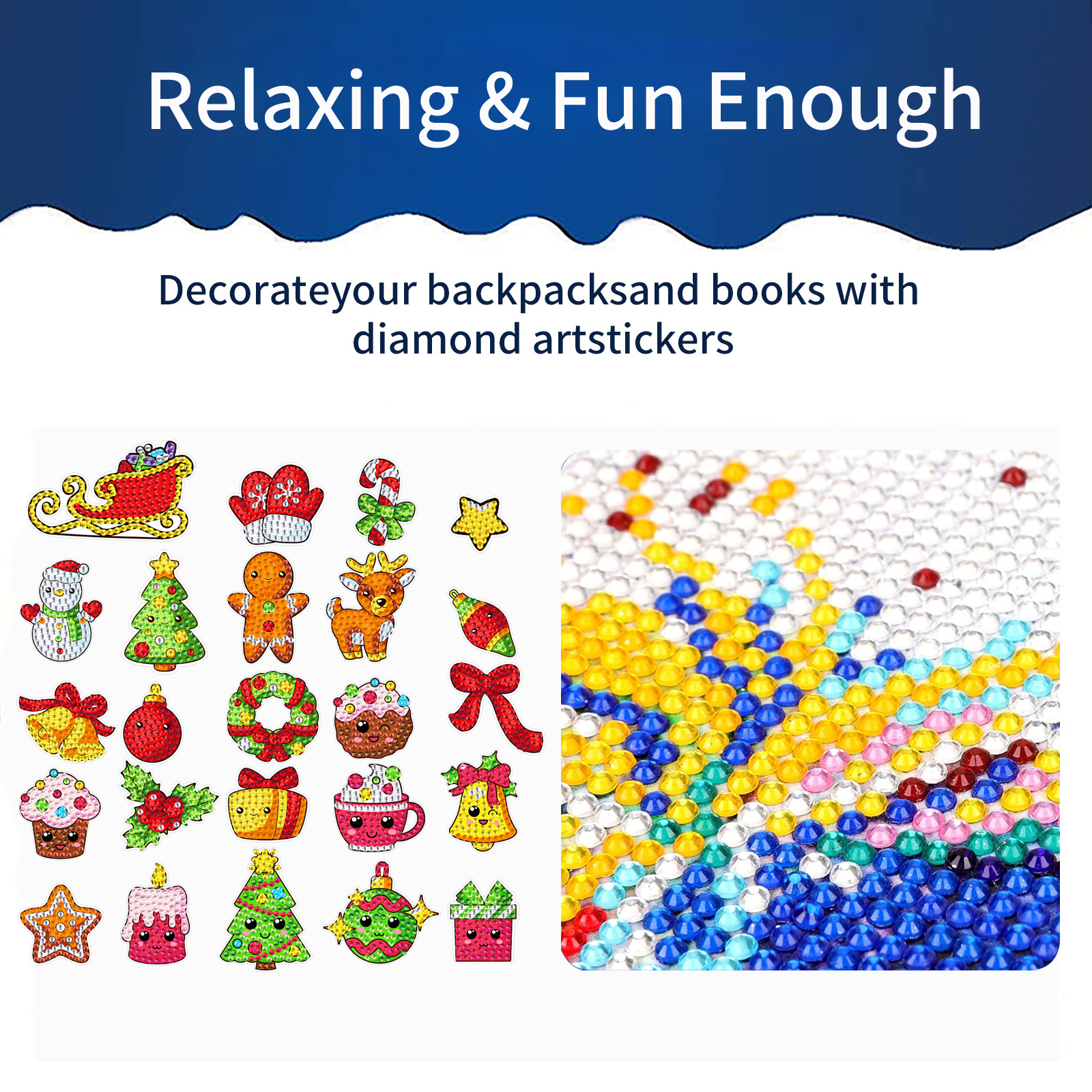 Ventas calientes de decoración de Navidad pintura de diamantes pegatinas DIY aleatorias pegatinas de mural pegatinas hechas a mano cristal brilante