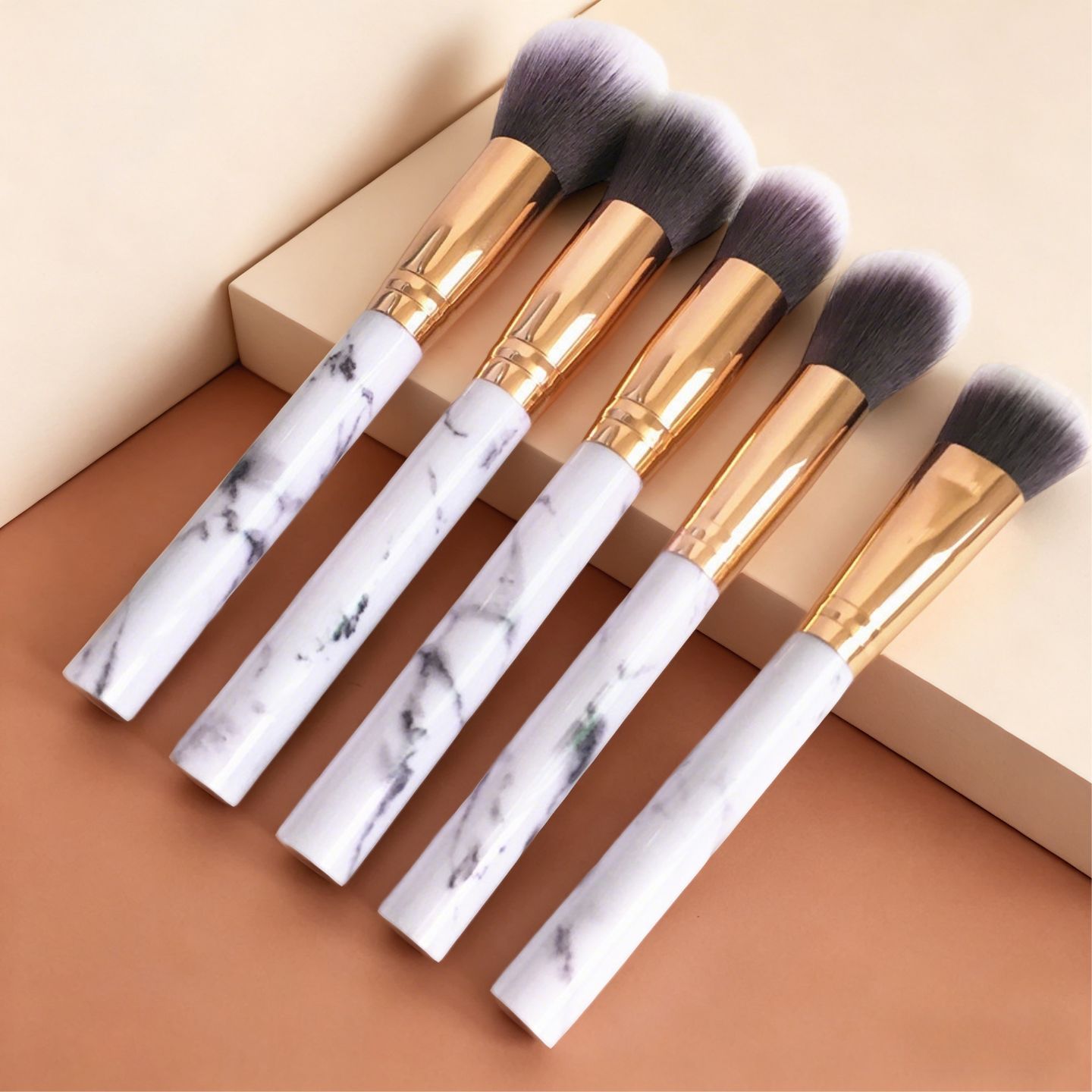 Nuevo 10 mármol patrón cepillo de maquillaje 5 grandes 5 pequeños cepillo de blush base maquillaje especialista herramienta de maquillaje