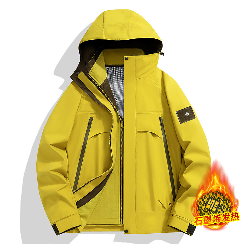 Couple's mountain-style autumn and winter 3-in-1 jacket, fleece sports casual outdoor jacket, warm outerwear