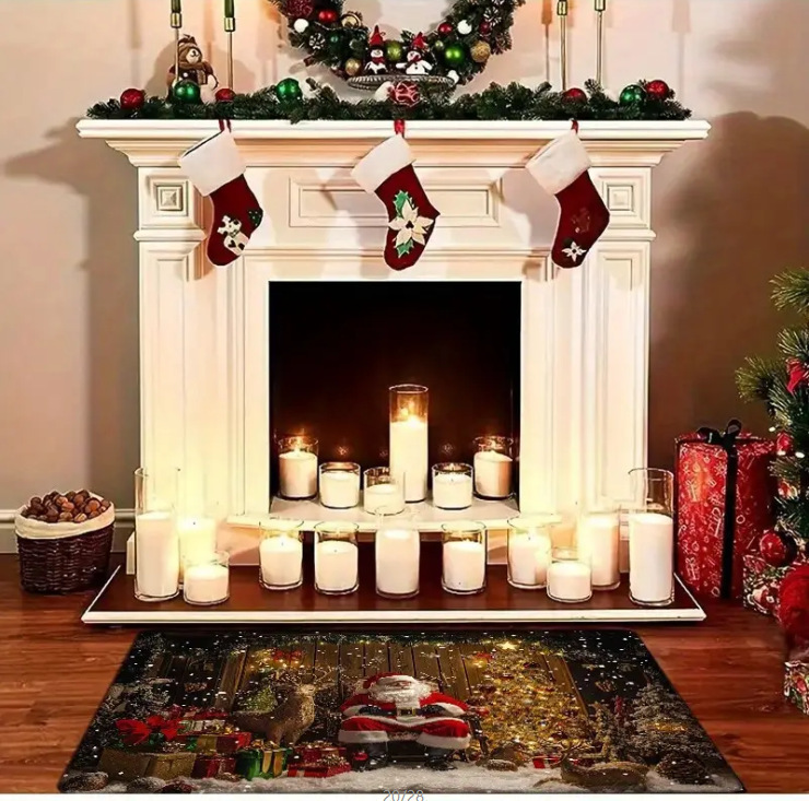 Amazon transfronterizo puerta de entrada alfombra de suelo de lana de cristal de Navidad alfombra de suelo de lana de cristal americana fácil de cuidar alfombra de pies resistente al desgaste image 11