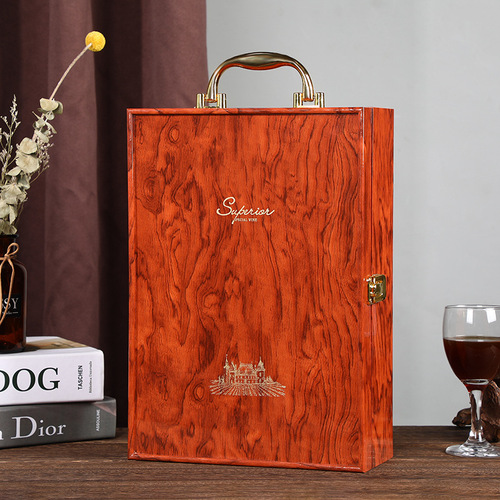 Factory direct supply piano lacquer red wine box imitates red wood two pieces wine gift box red wine wooden box can add logo 