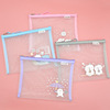 Cute cartoon nylon pencil case for folders with zipper for elementary school students, storage bag