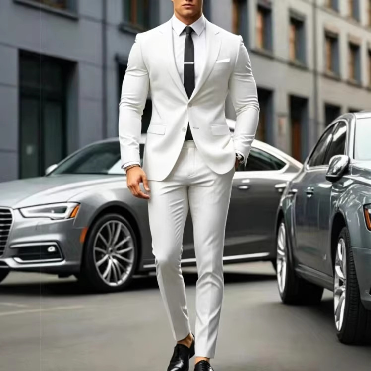 2026 Hot-Selling Spring and Autumn Men's Double-Button Suit, Korean-Style Slim-Fit Suit, Wedding Dress, Groomsmen Men's Clothing