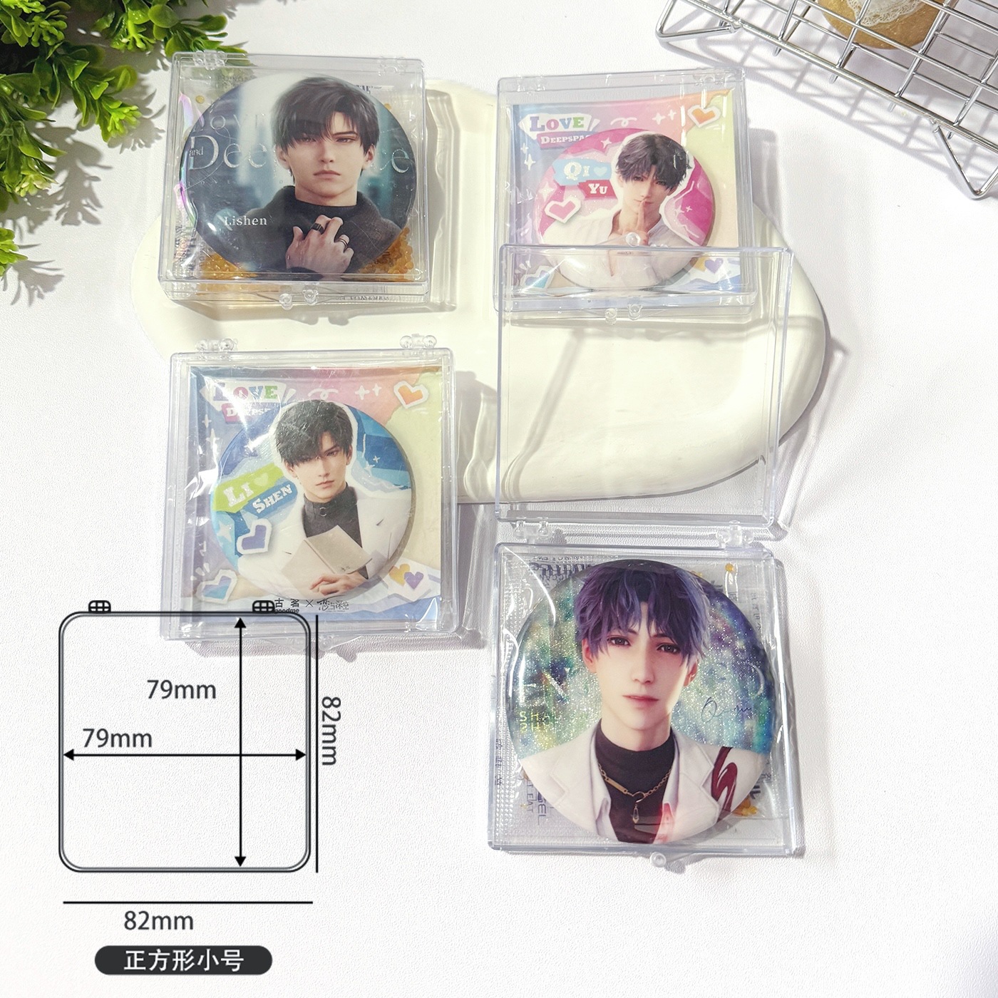 透明バッジ収納ディスプレイボックス、高透明アクリル製卓上整理ボックス、ポータブル