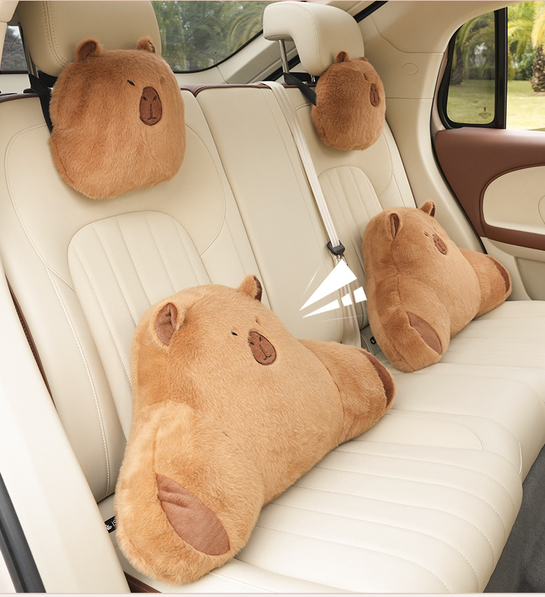 Winter car waist support Kapi Barra car headrest neck pillow cartoon cute plush car pillow pillow