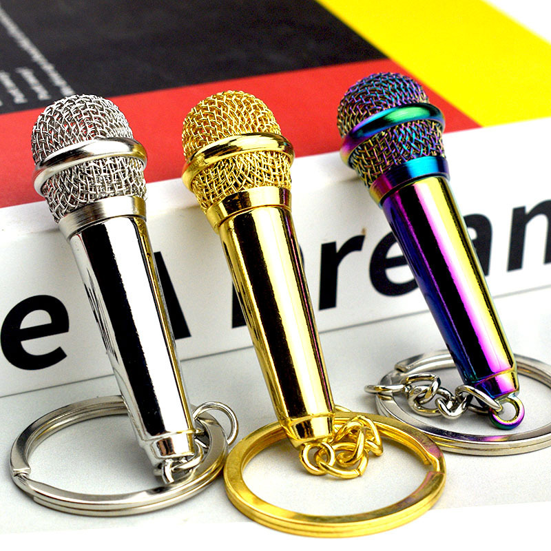 Creative Microphone Keychain Mini Simulation Microphone Actor Souvenir Program Performance Engraved Gift