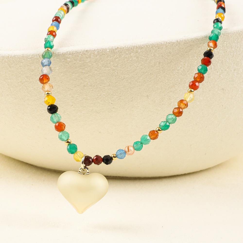 Ethnic Style Bohemian Heart Shape Alloy Agate Necklace In Bulk display picture 24