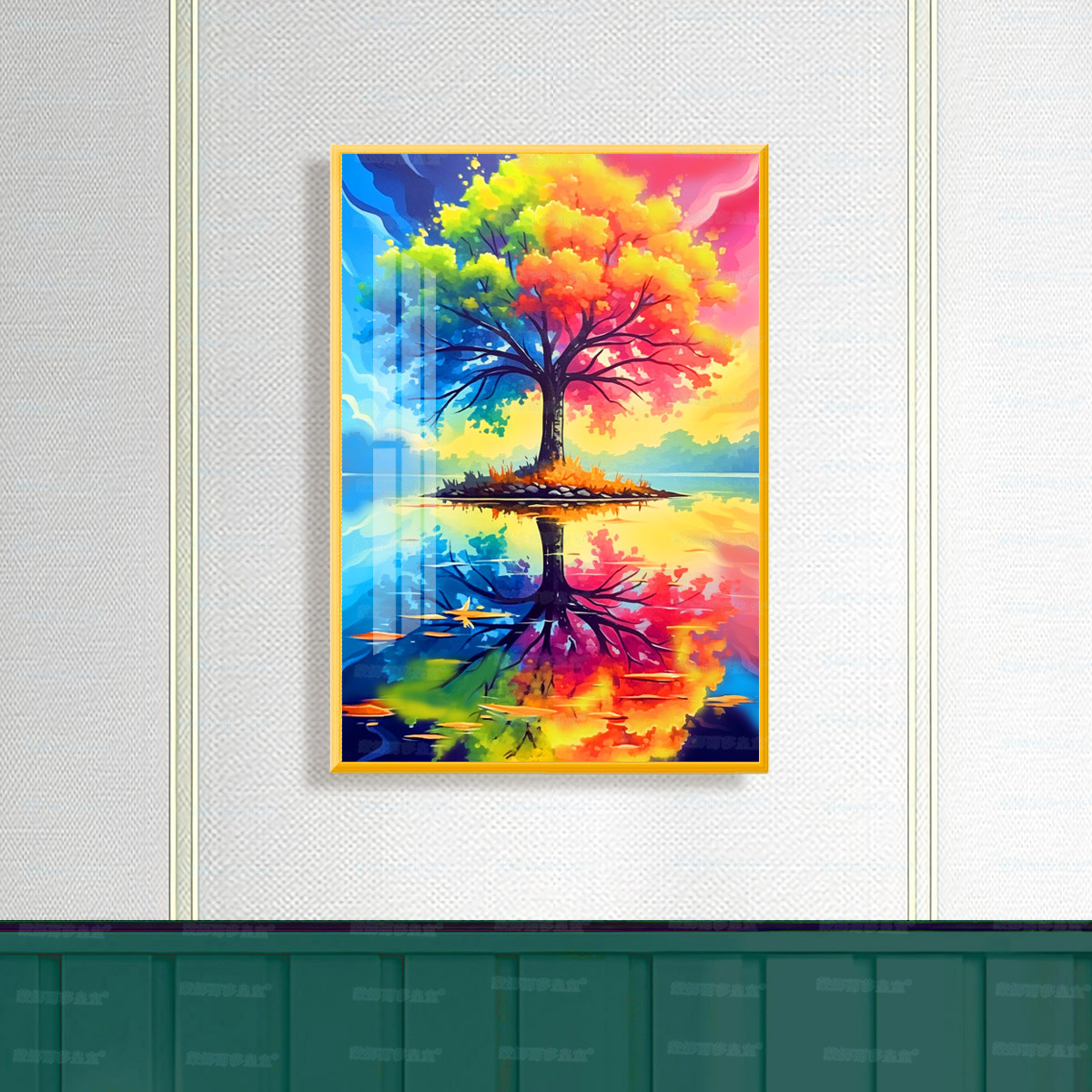 Mona Lisa Real bordado de colores árboles nuevos modernos sueños estética sala de estar decoración de puerta de entrada bordado a mano image 4