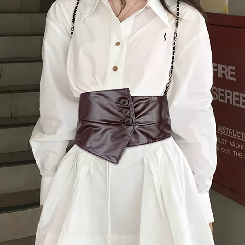 Córset Ancho Elástico de Imitación de Cuero para Vestidos y Trajes