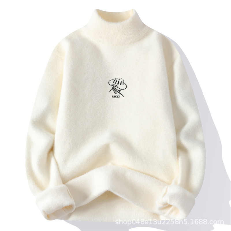 Mink Velvet Knitwear Men's Autumn and Winter 2025 New Thickeneded Warm Half Turtleneck Knitwear Youth Base Layer Knitwear