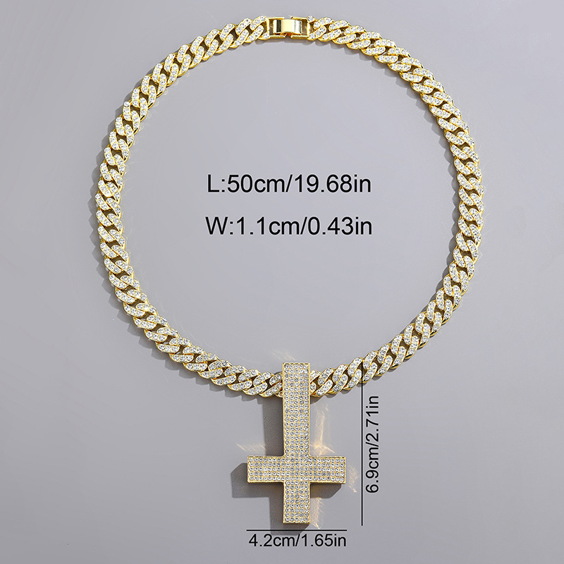 Diamond inverted cross hanger ketting voor heren luxe stijl_voghion.com