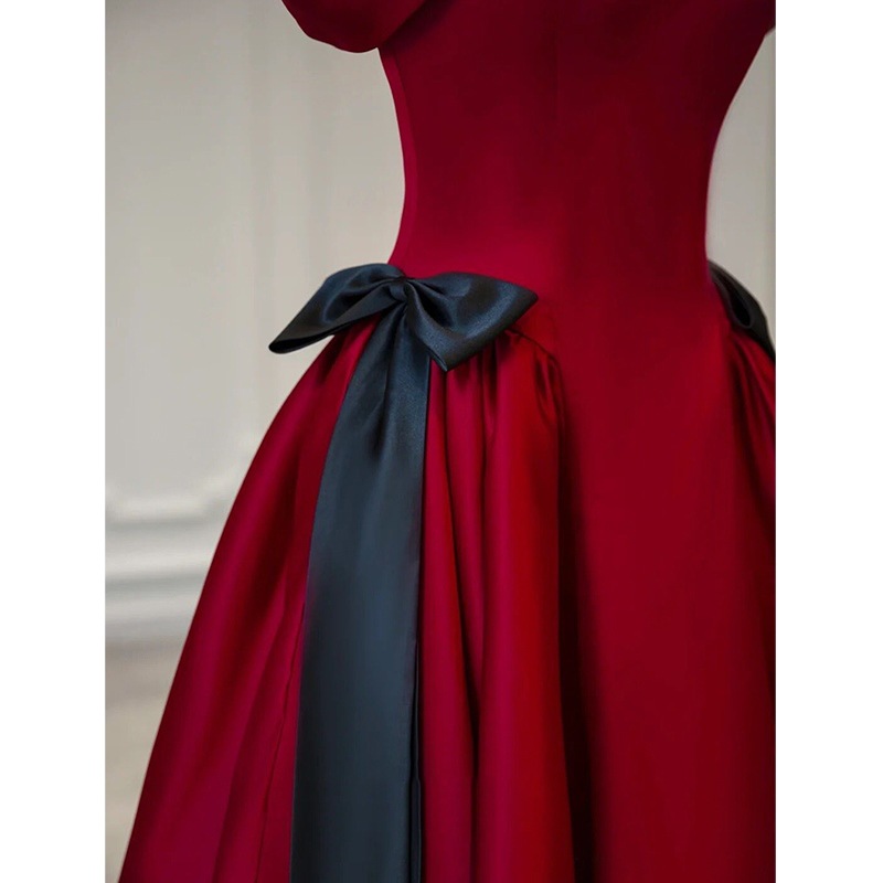 Vestido de satén de un solo hombro para mujer, estilo tostado, para otoño 2025, para novia, compromiso, boda, regreso a casa, estilo ligero y lujoso, sencillo