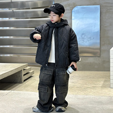 男童兔毛连帽棉衣保暖轻便防水防污防风儿童冬装新款不起坨耐造潮