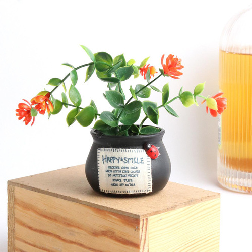 Creative simulation green plant potted flower plant auspicious fruit potted car central control bonsai mini flower pot ornaments