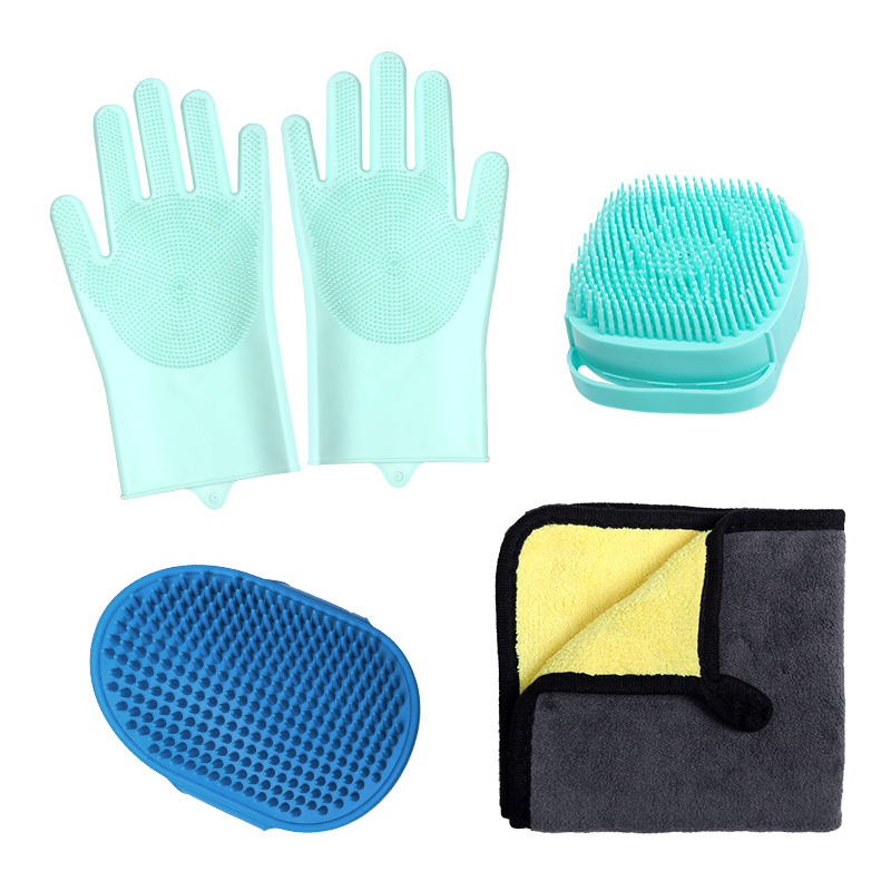 Amazon bate set de baño guantes cepillo para perros cepillo anti-atraqueo mascotas limpias herramientas de belleza para gatos y perros