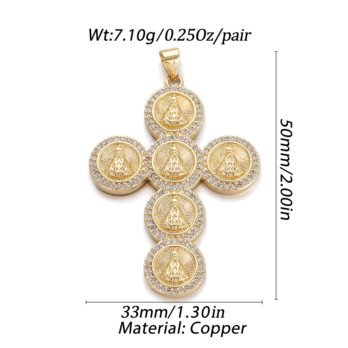 4g Weight Pendant, Chain Jewelry Making Type 20 * 33mm Jewelry Making Size Zircon Inlay Material DIY Jewelry Accessories Classification 1 Piece Quantity Copper Material Cross, Virgin Mary Pattern Plating Design Religion, Classic Style Style 1 Piece 20 * 33mm Copper Zircon Cross Virgin Mary Pendant Chain 1