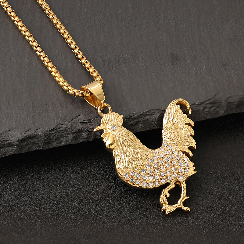 Rhinestones Inlay Material DIY Jewelry Accessories Classification 1 Piece Quantity 1 Piece Titanium Steel Rhinestones Animal Pendant Chain