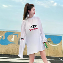 巴黎长袖t恤女纯棉圆领打底衫 潮牌B家体恤M豆刺绣宽松t恤男女款