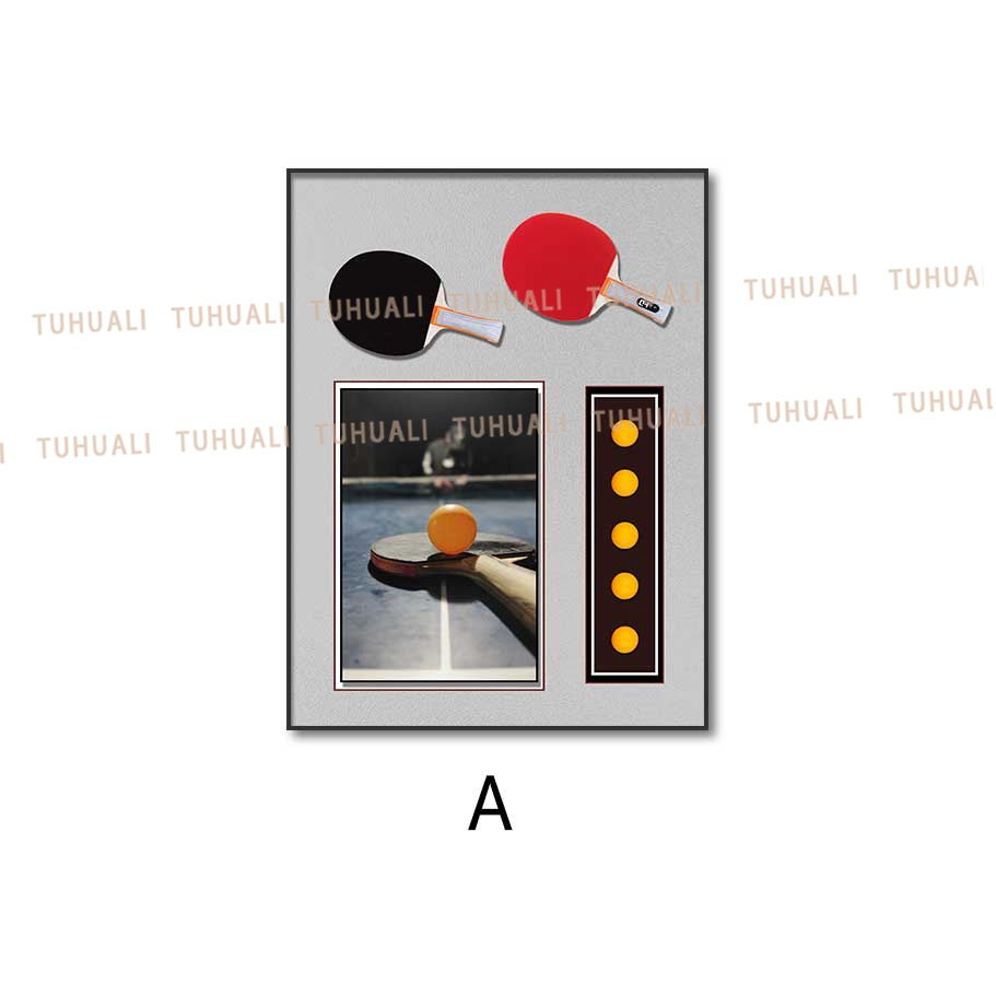 Tenis de mesa colgando pintura sofá Fondo pared bádminton tridimensional real pintura decorativa pasillo corredor mural