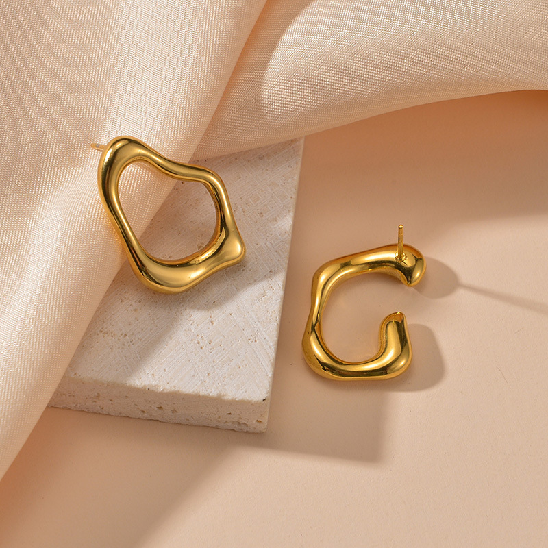 Ear Studs Classification 1 Pair Quantity Holiday, Daily Occasion 201 Stainless Steel Material PVD Coated Real Gold Plated Solid Color 304 Stainless Steel Simple Style Classic Style Waterproof Non Tarnish Ear Studs