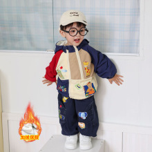 加工定制儿童长裤2025年冬季款加绒卡通男童女童休闲长裤保暖长裤